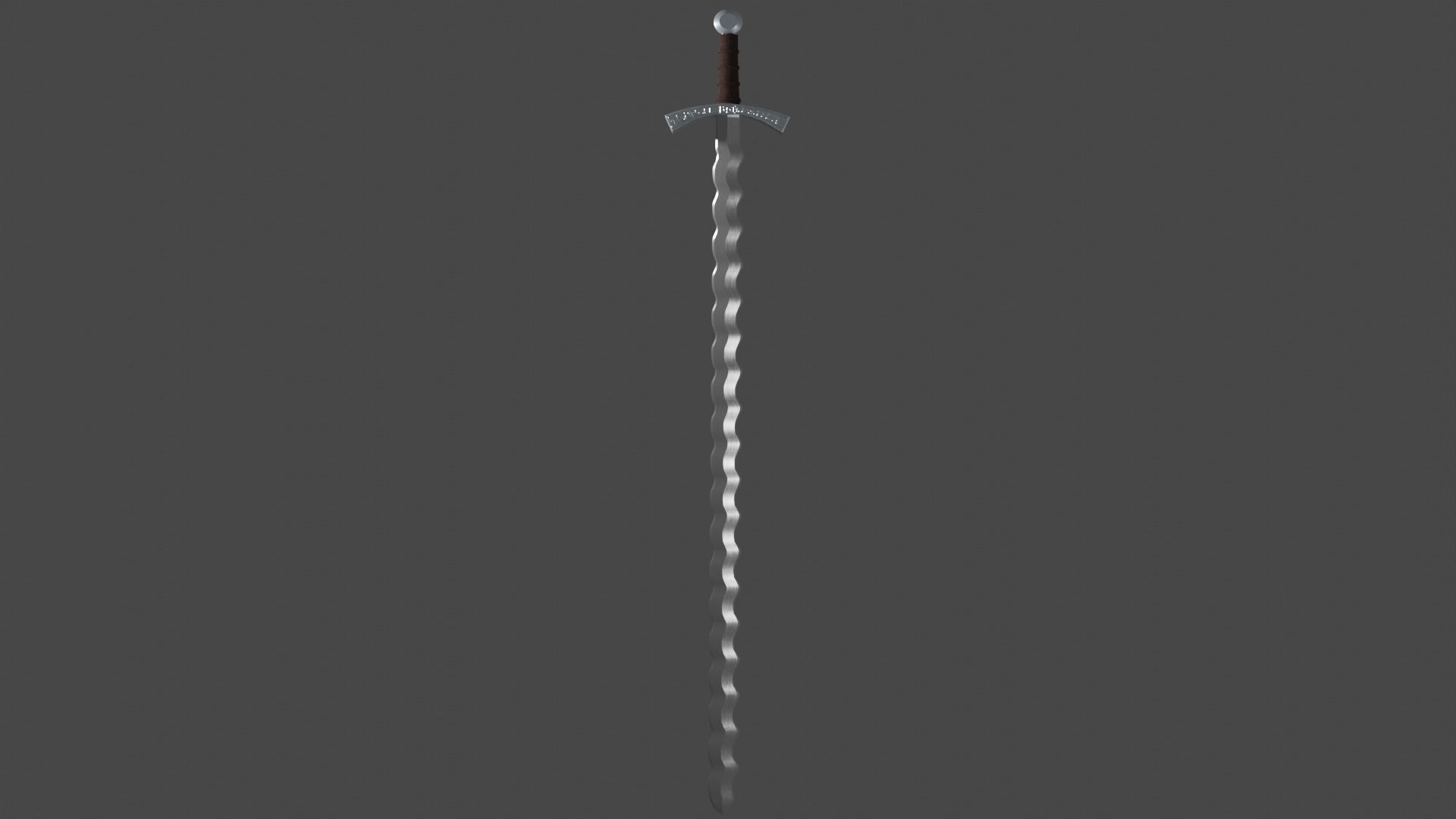 Flamberge sword with Falchion handle Low-poly 3D model_7