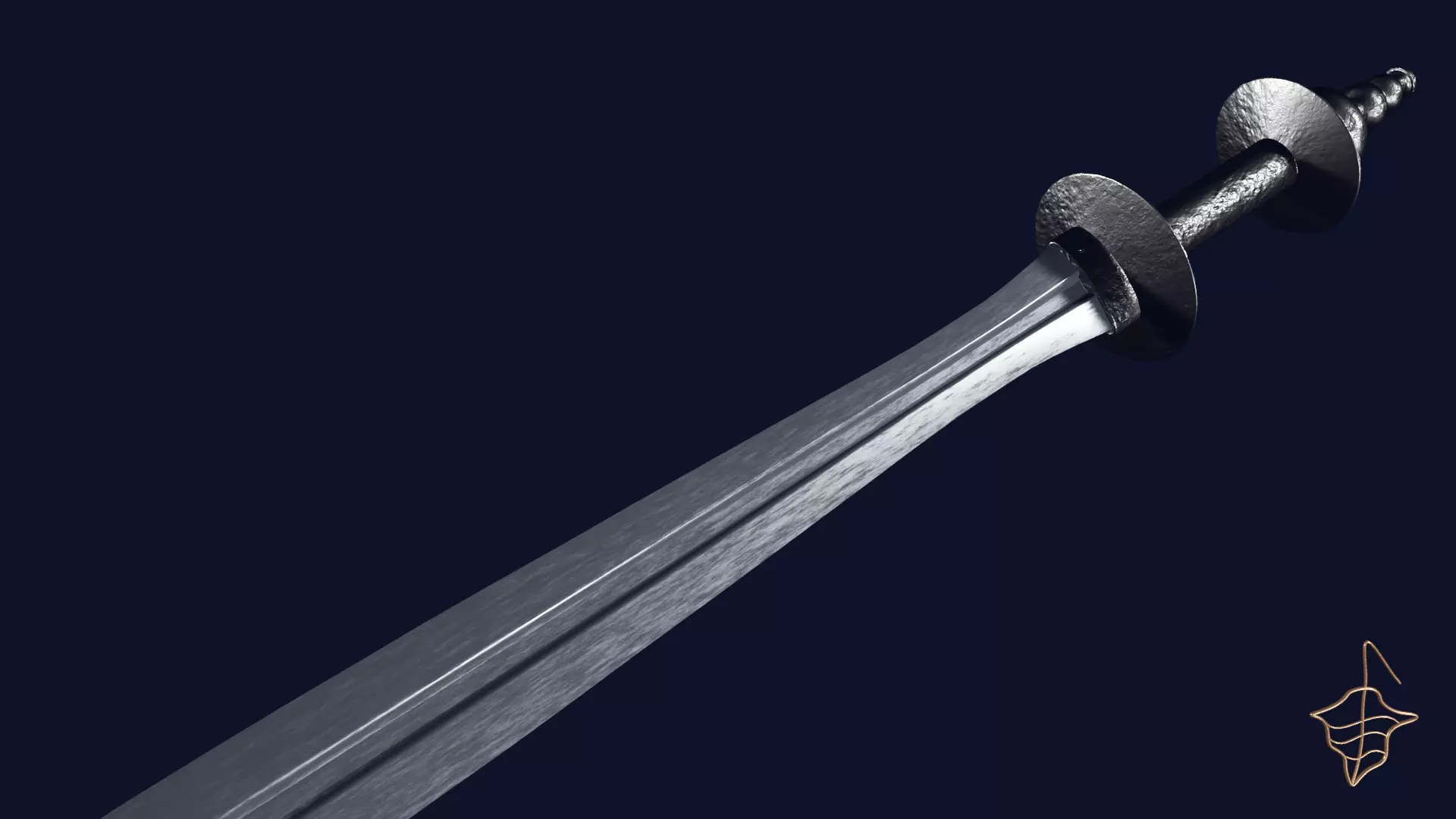 Xyphos sword with Khora handle Low-poly 3D model_0