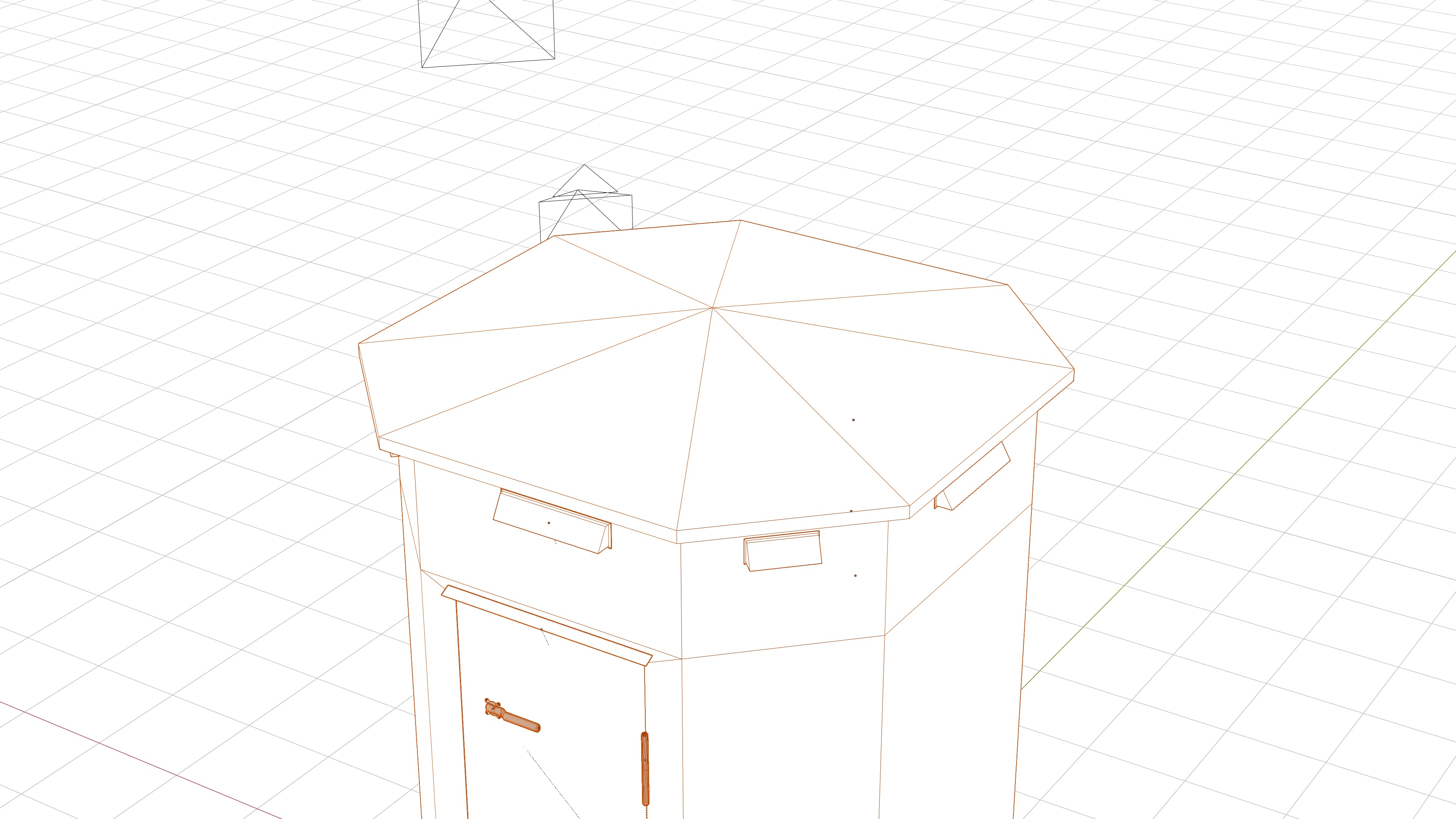 German octagonal railway distribution house Schalthaus Achteck Low-poly 3D model_11