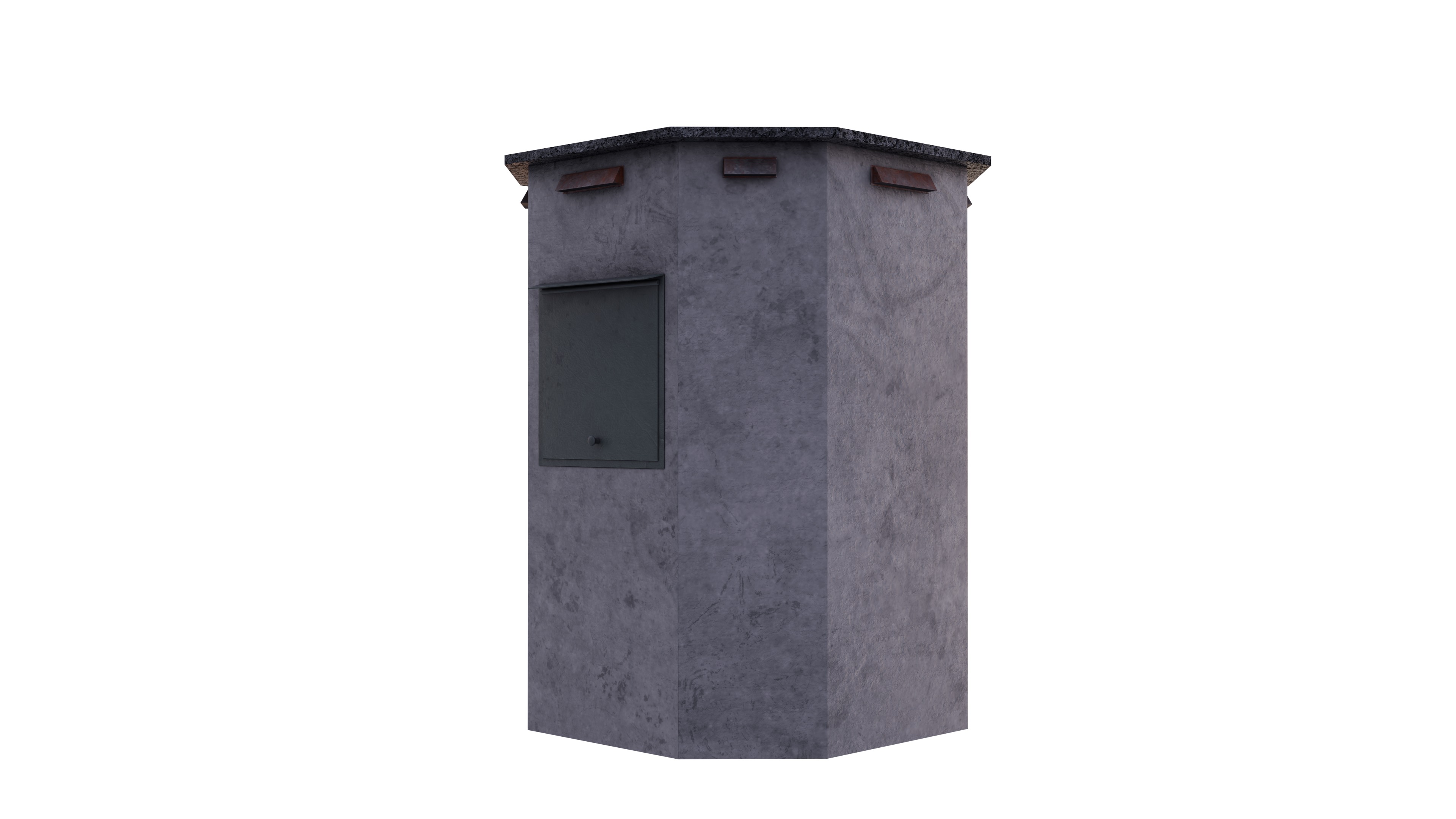 German octagonal railway distribution house Schalthaus Achteck Low-poly 3D model_4