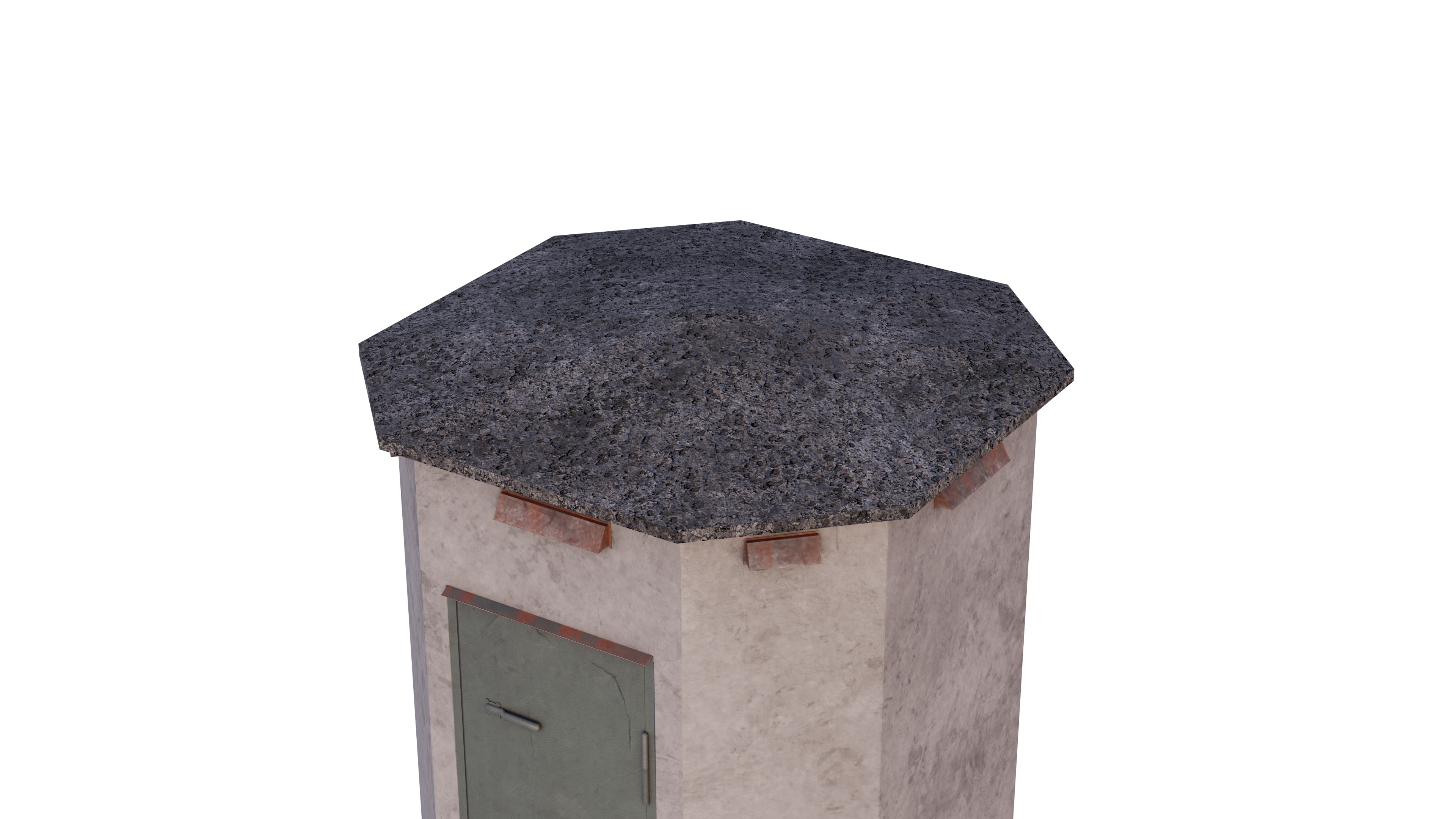 German octagonal railway distribution house Schalthaus Achteck Low-poly 3D model_5