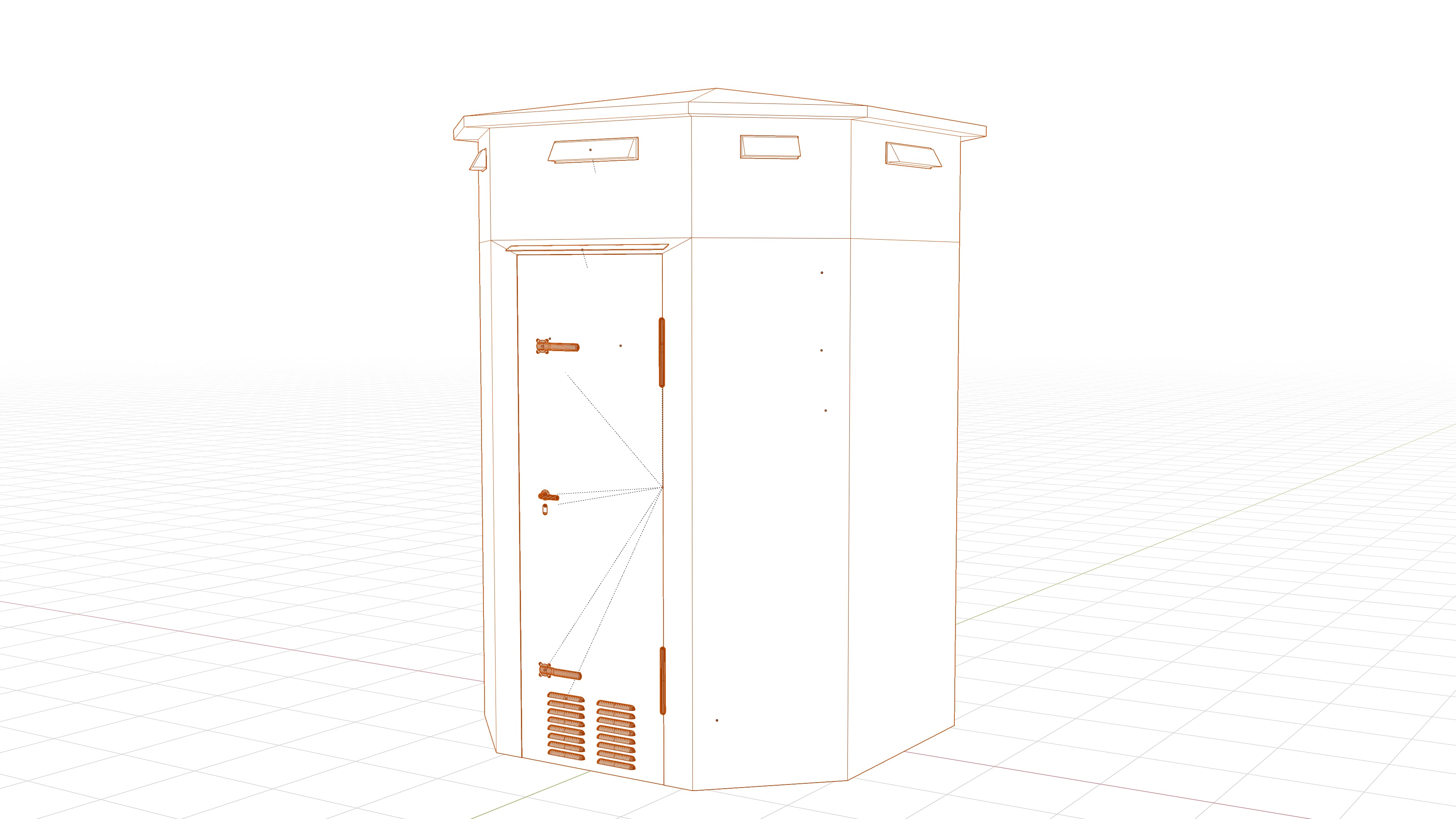 German octagonal railway distribution house Schalthaus Achteck Low-poly 3D model_12