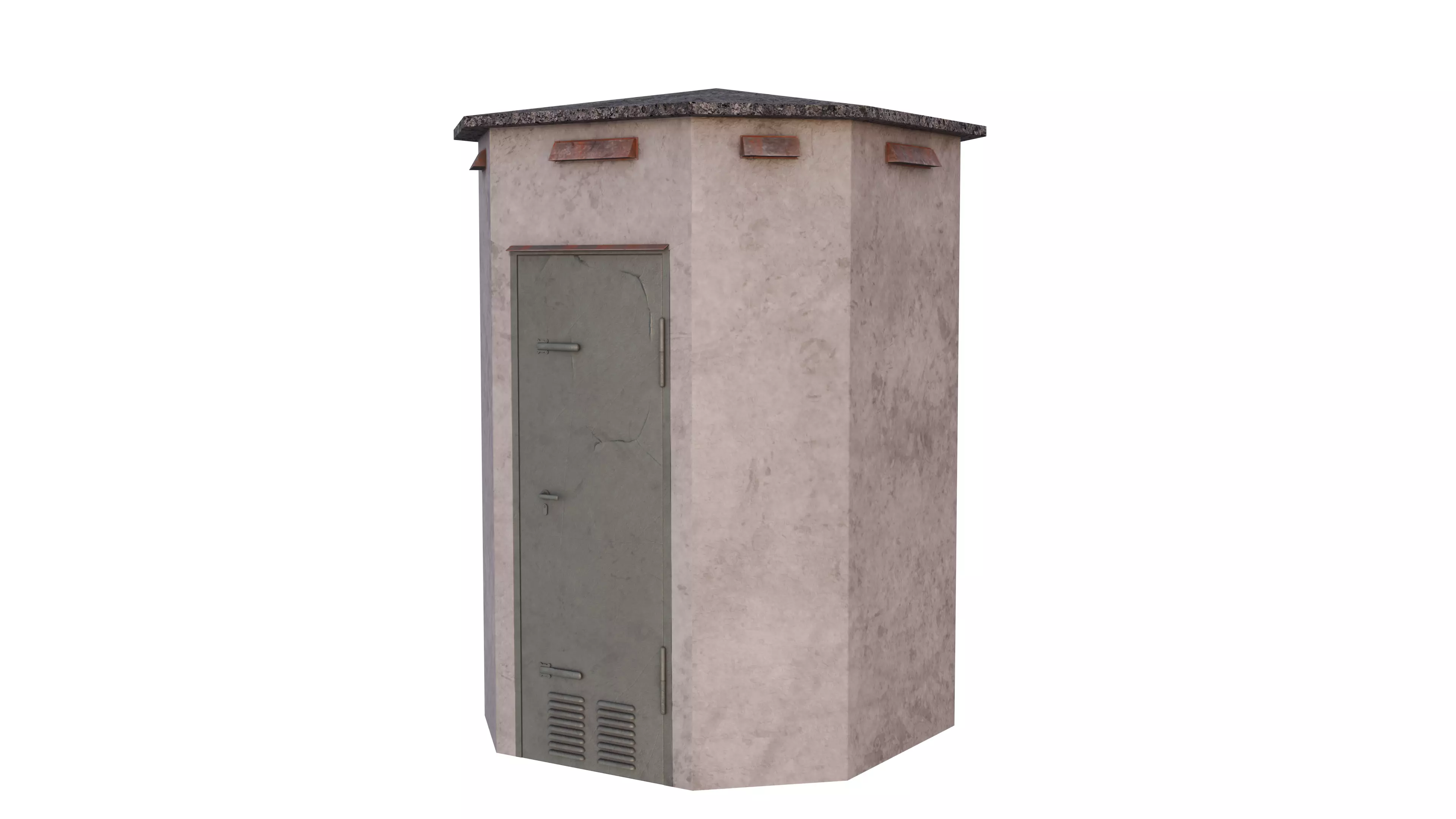 German octagonal railway distribution house Schalthaus Achteck Low-poly 3D model_0