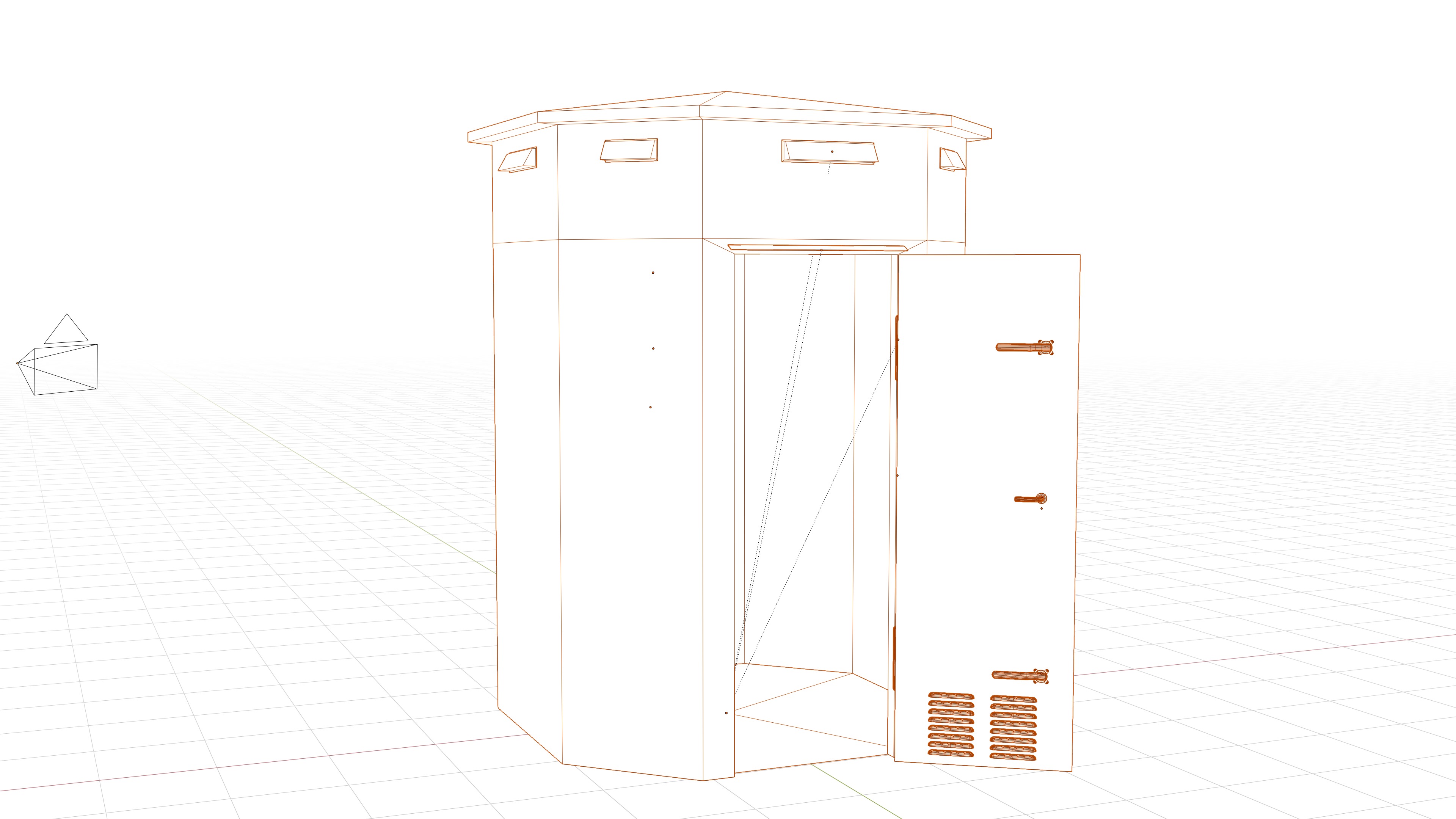 German octagonal railway distribution house Schalthaus Achteck Low-poly 3D model_13