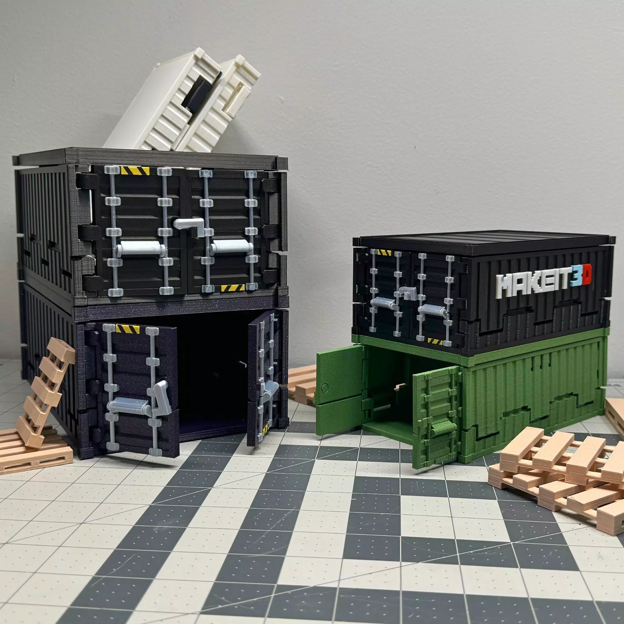 3D Printable Foldable and Stackable Shipping Container STL Files 3D print model_0