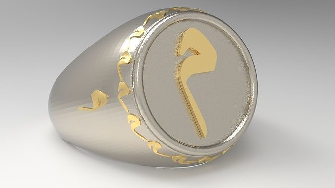 Arabic letter mim signet ring 3D print model
