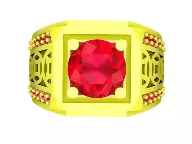 Chinese Coins Diamond Lucky Men Ring 3D Model 7380A