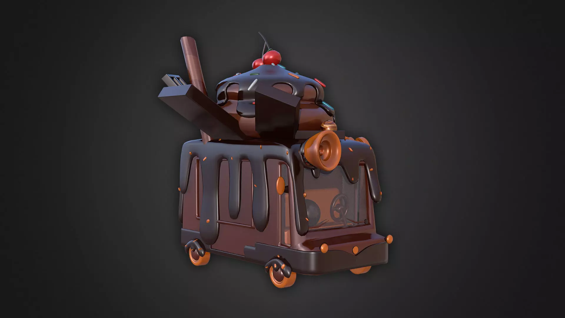 Asset - Cartoons - Food Car - Car Chocolate 3D model