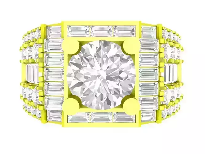 A7386 Korean Style Straight Baguette Diamond Men Ring