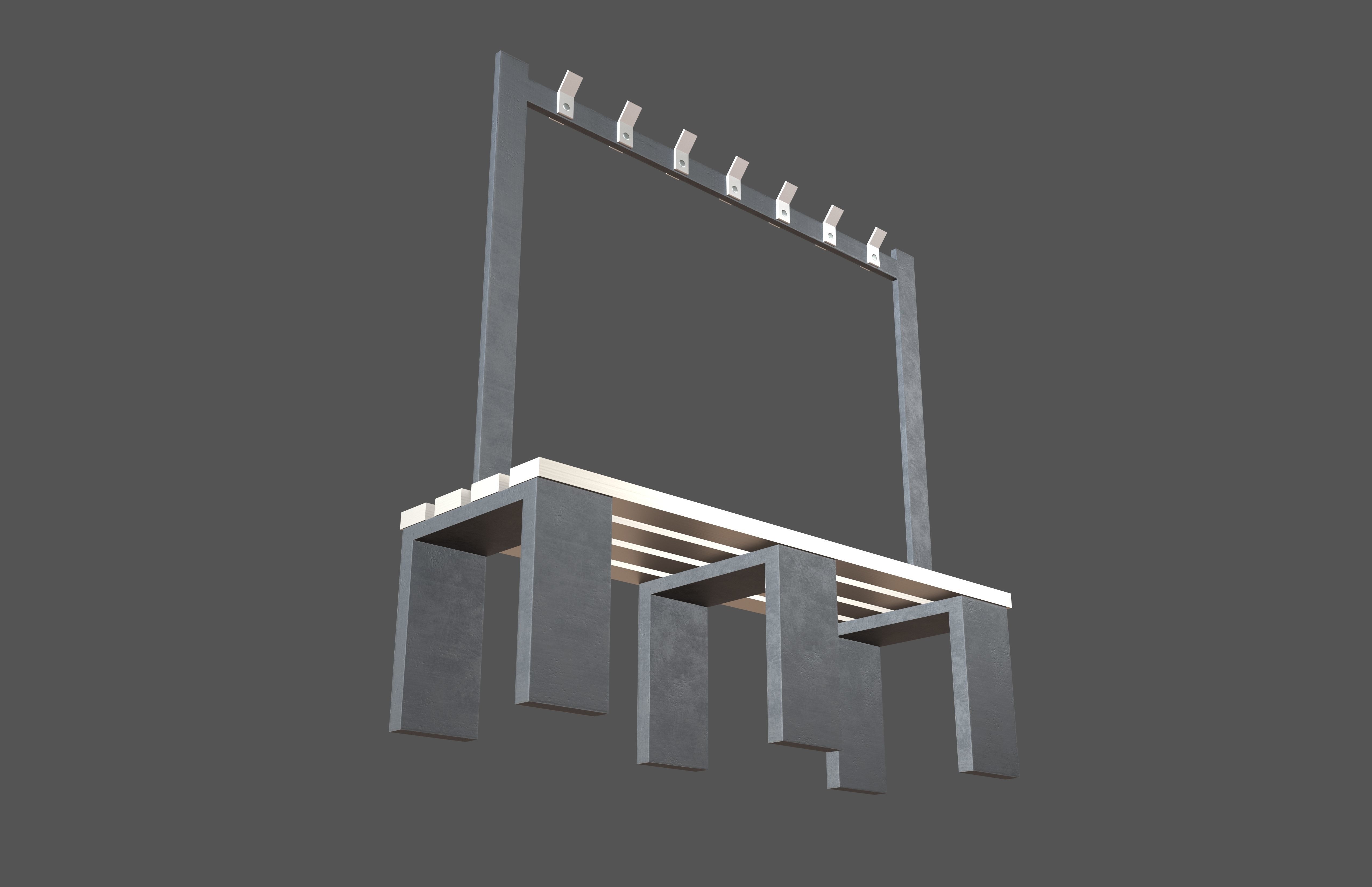 Locker Room Bench V2 003 Low-poly 3D model_3