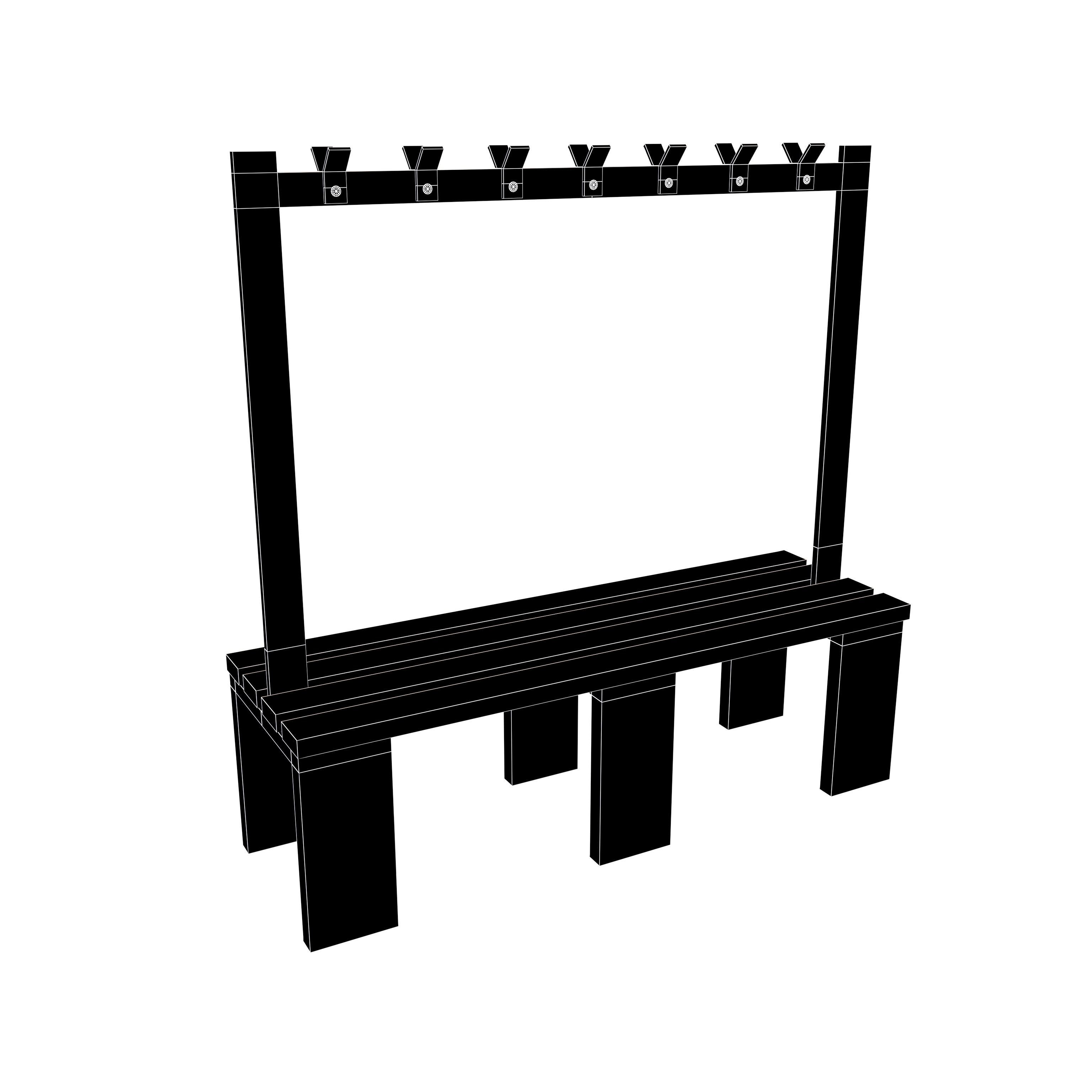 Locker Room Bench V2 003 Low-poly 3D model_6
