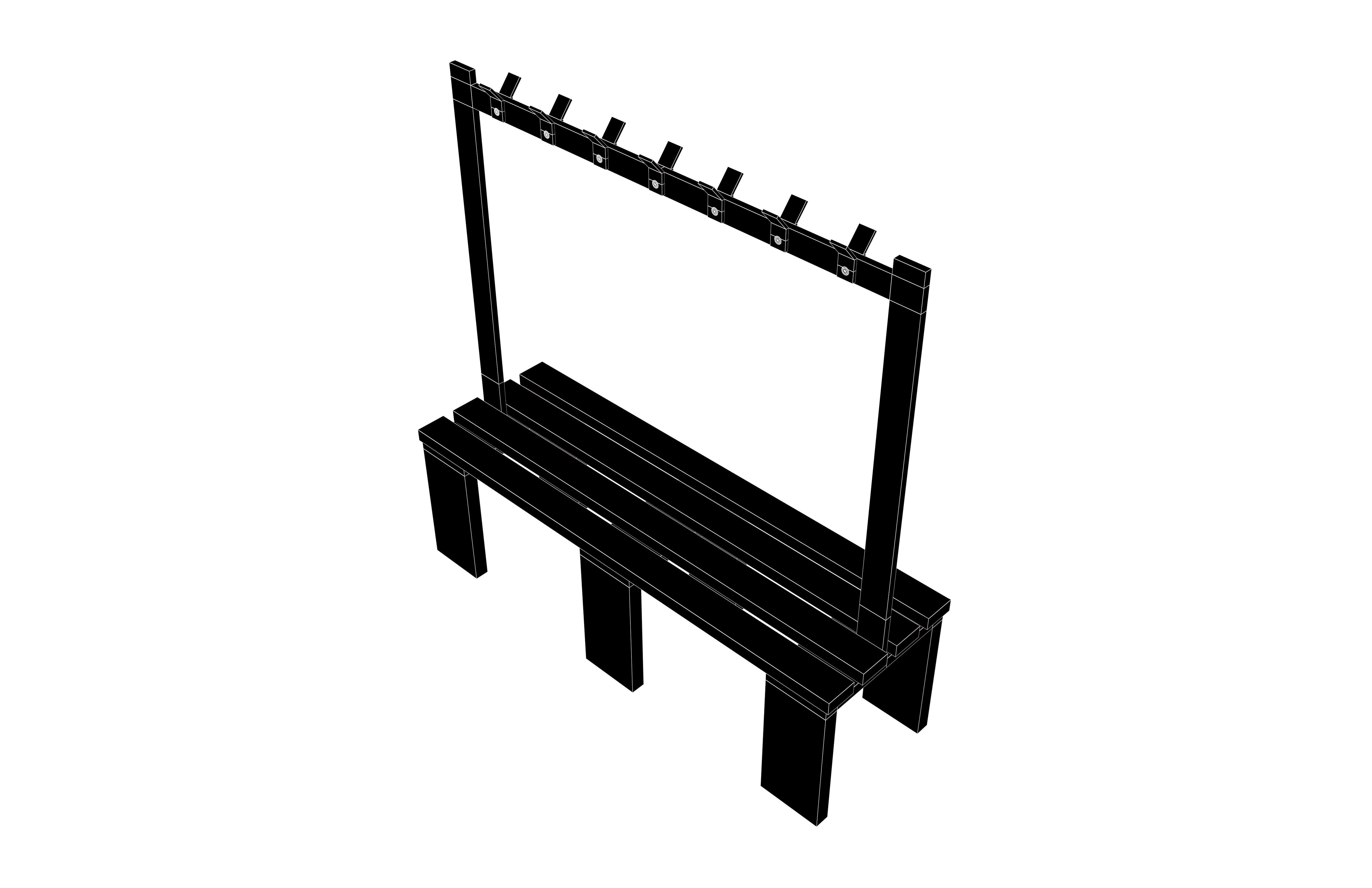 Locker Room Bench V2 003 Low-poly 3D model_7