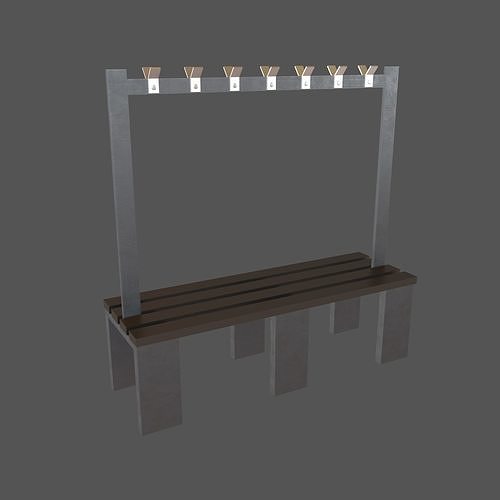 Locker Room Bench V2 004 Low-poly 3D model