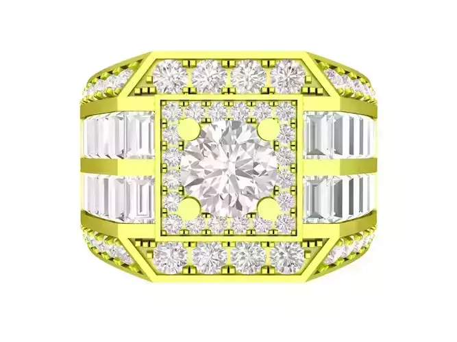 A7387 Korean Style Straight Baguette Diamond Men Ring