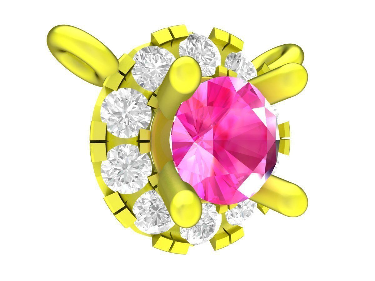 A7390 Halo Diamond Pendant 3D print model_4