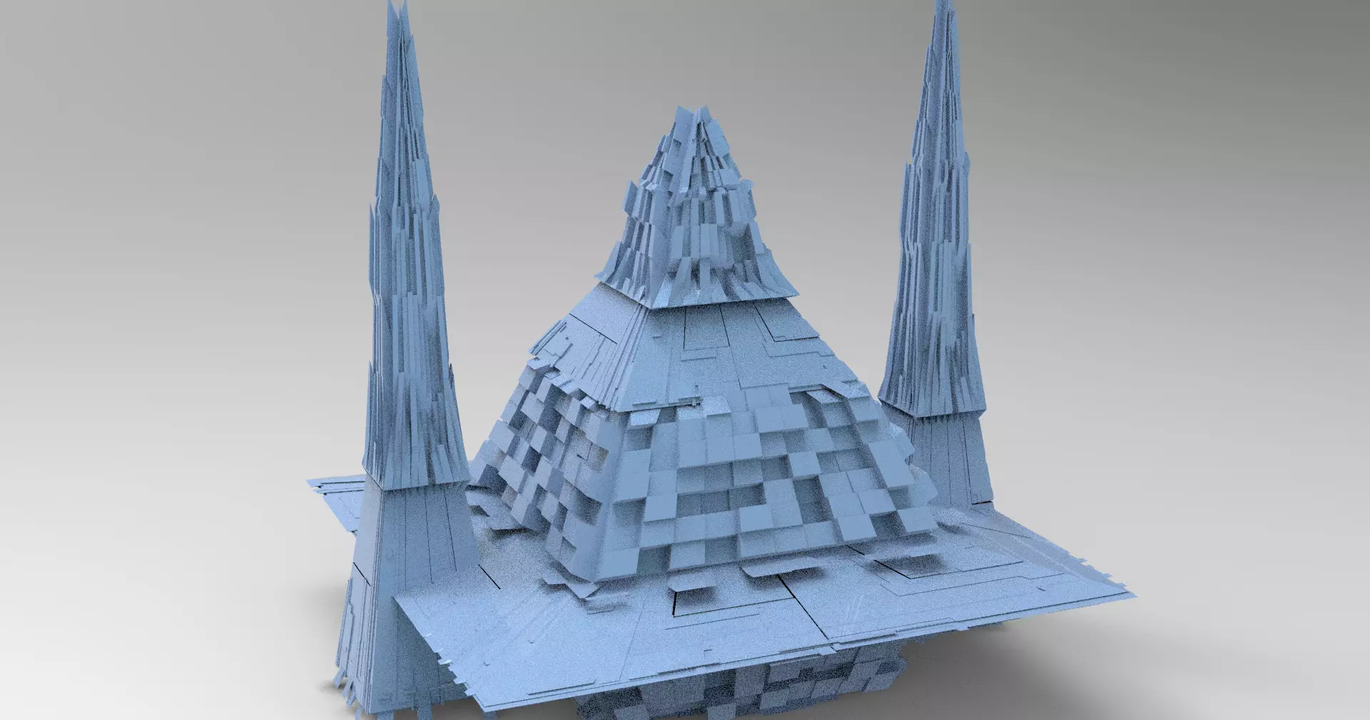 Egypt colossal Sci fi Maze pyramid Structure 2  Low-poly 3D model_0