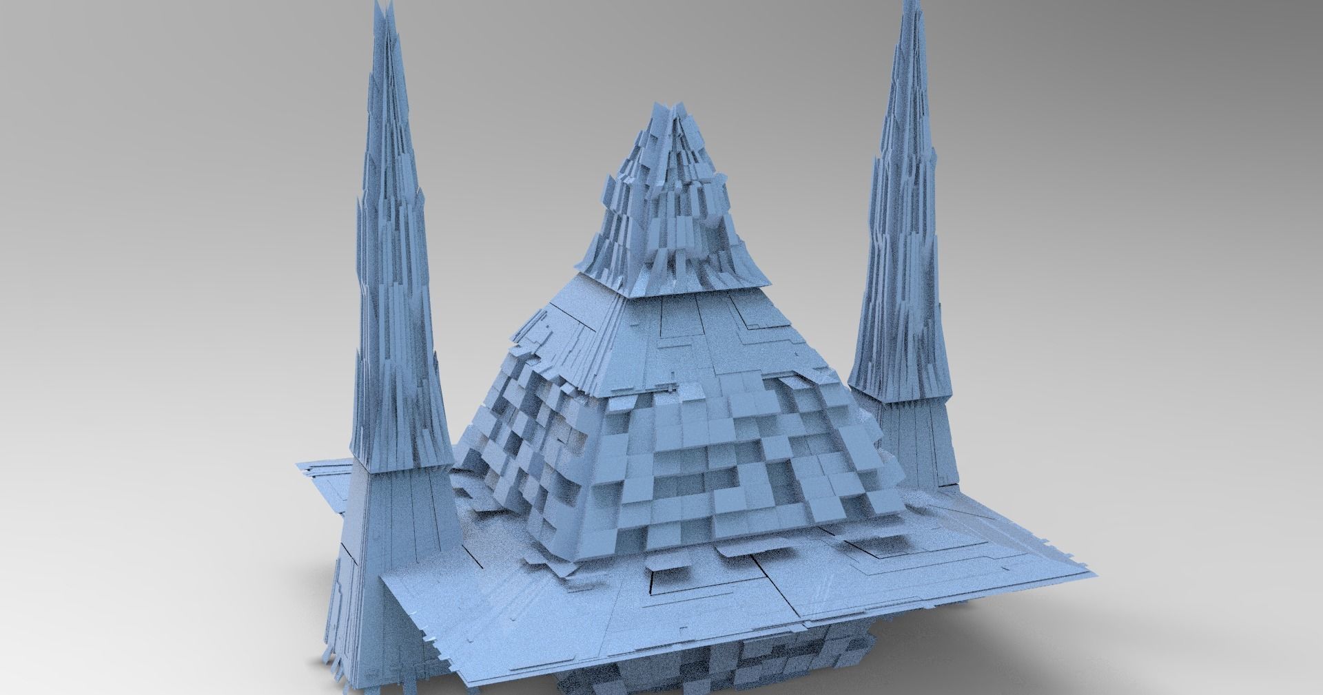 Egypt colossal Sci fi Maze pyramid Structure 2  Low-poly 3D model_1