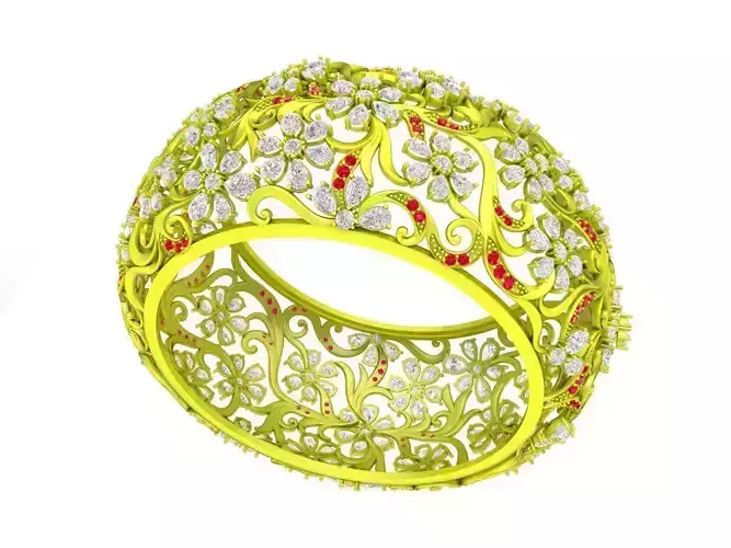 Luxury Diamond Flower Women Bangle Bracelets 7393A