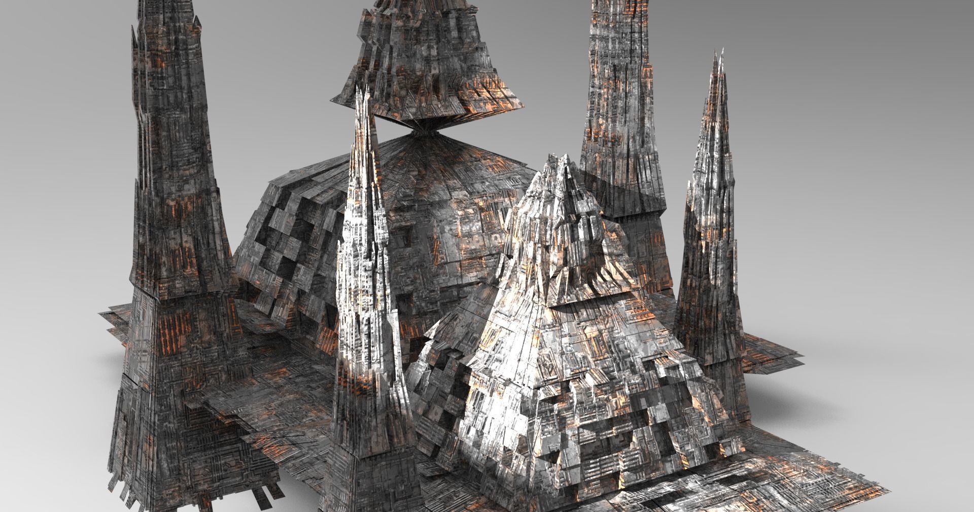 Karnak Sci fi King Molten lava pyramid Low-poly 3D model_1