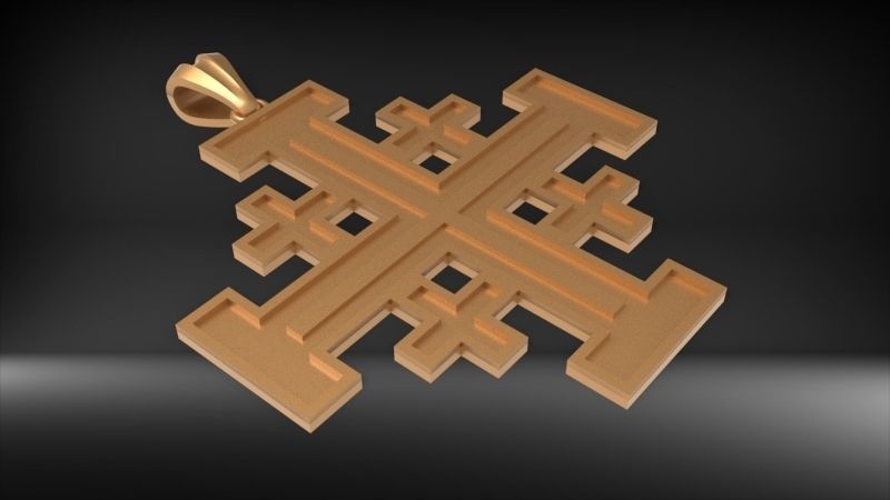 Jerusalem Crusaders Cross Pendant Necklace Charm Jewelry 3D print model_1
