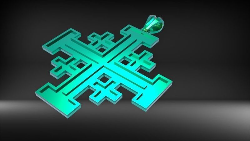 Jerusalem Crusaders Cross Pendant Necklace Charm Jewelry 3D print model_7