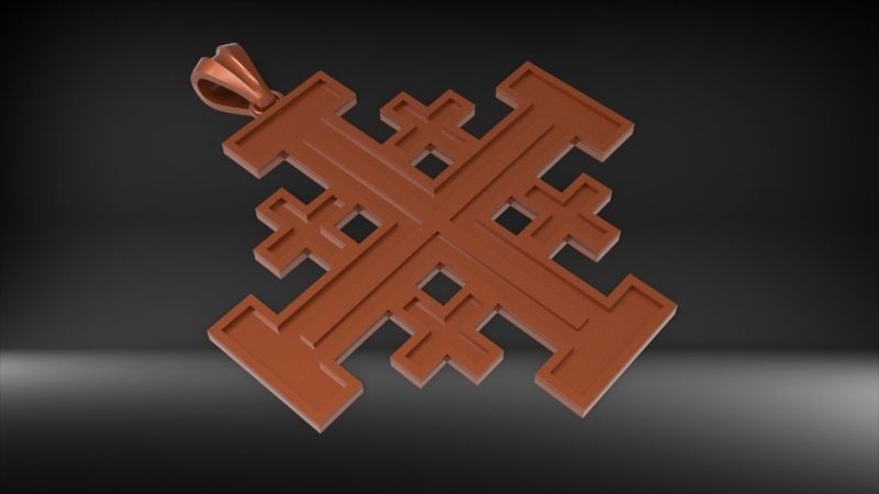 Jerusalem Crusaders Cross Pendant Necklace Charm Jewelry 3D print model_10
