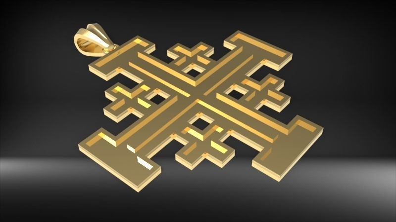 Jerusalem Crusaders Cross Pendant Necklace Charm Jewelry 3D print model_8