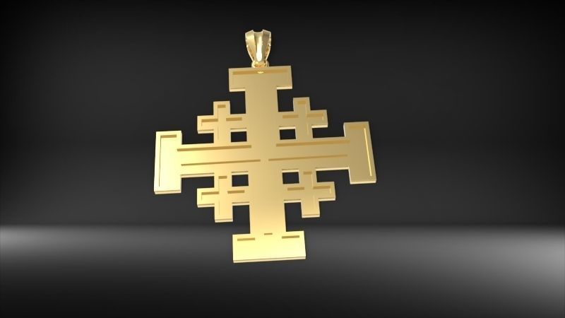 Jerusalem Crusaders Cross Pendant Necklace Charm Jewelry 3D print model_3