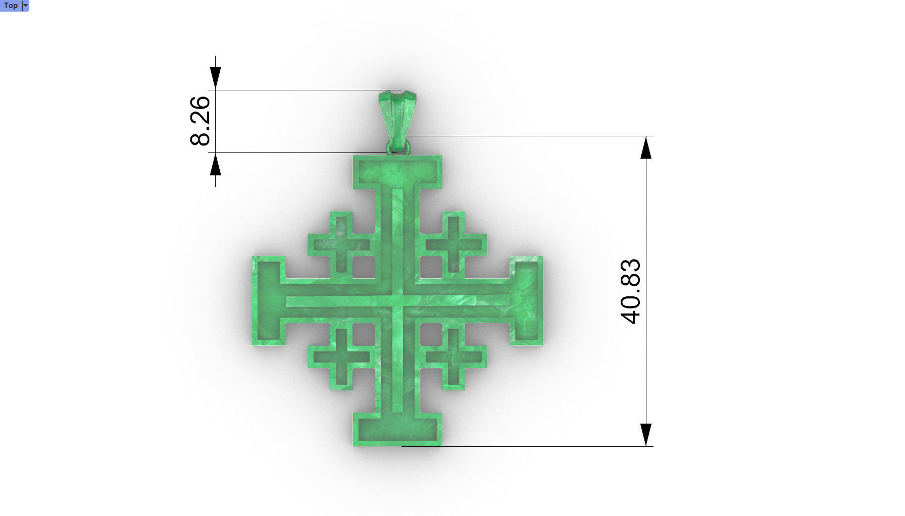 Jerusalem Crusaders Cross Pendant Necklace Charm Jewelry 3D print model_4