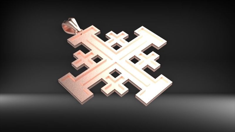 Jerusalem Crusaders Cross Pendant Necklace Charm Jewelry 3D print model_11