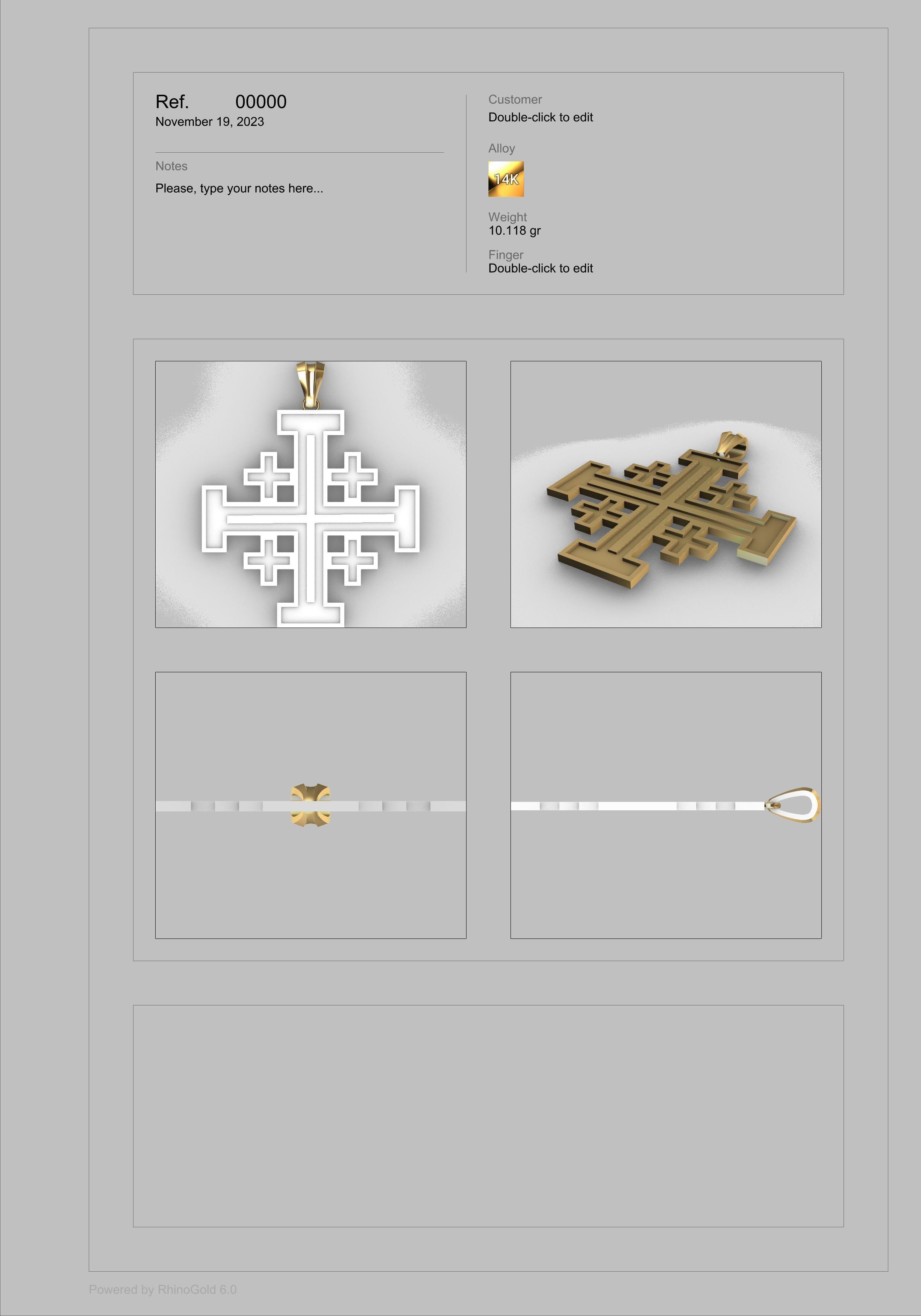 Jerusalem Crusaders Cross Pendant Necklace Charm Jewelry 3D print model_12