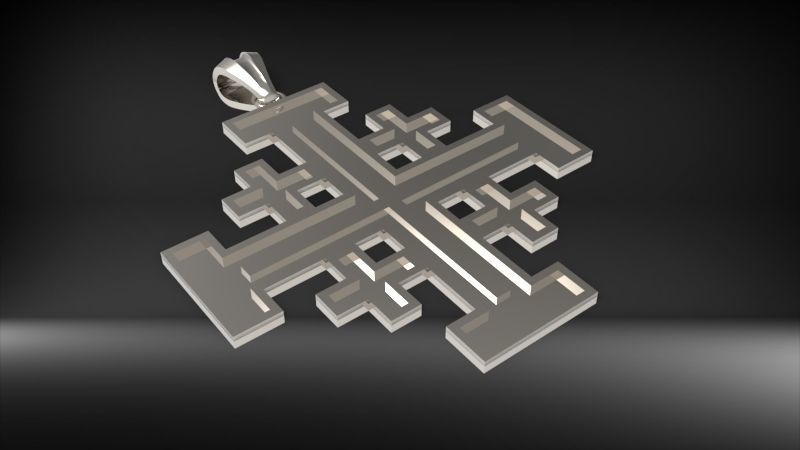 Jerusalem Crusaders Cross Pendant Necklace Charm Jewelry 3D print model_5