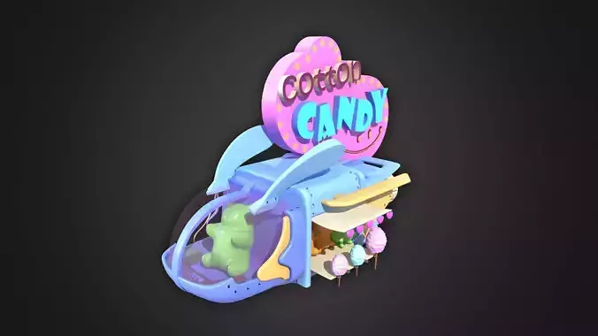 Asset - Cartoons - Food Car -  Cotton Candy 3D model