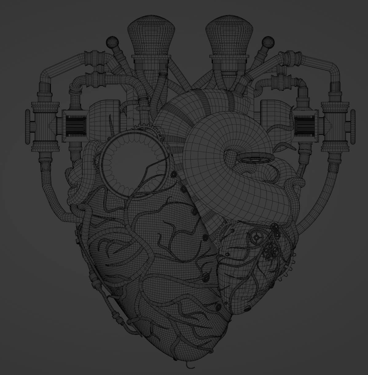 steampunk heart 3D model_2