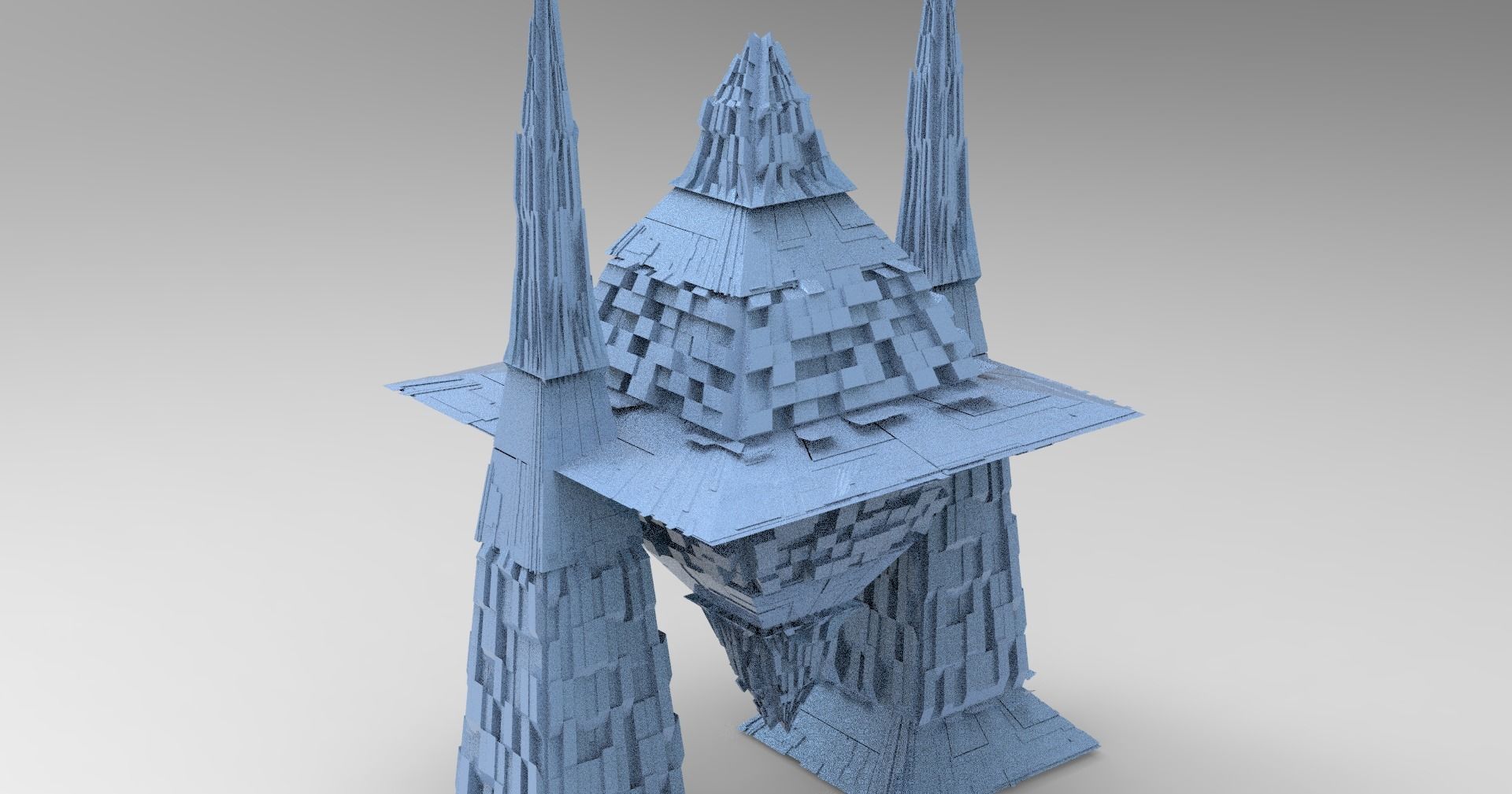 Karnak Sci fi Exterior temples Molten lava pyramid Low-poly 3D model_3