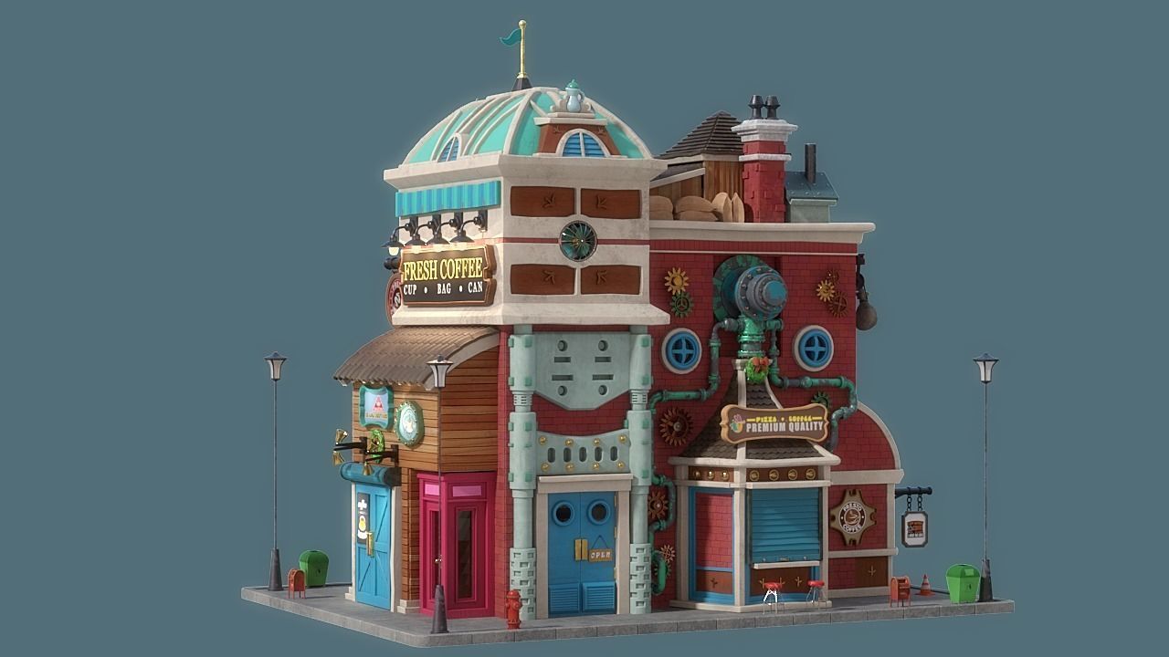 Cartoon House 16 3D model_3