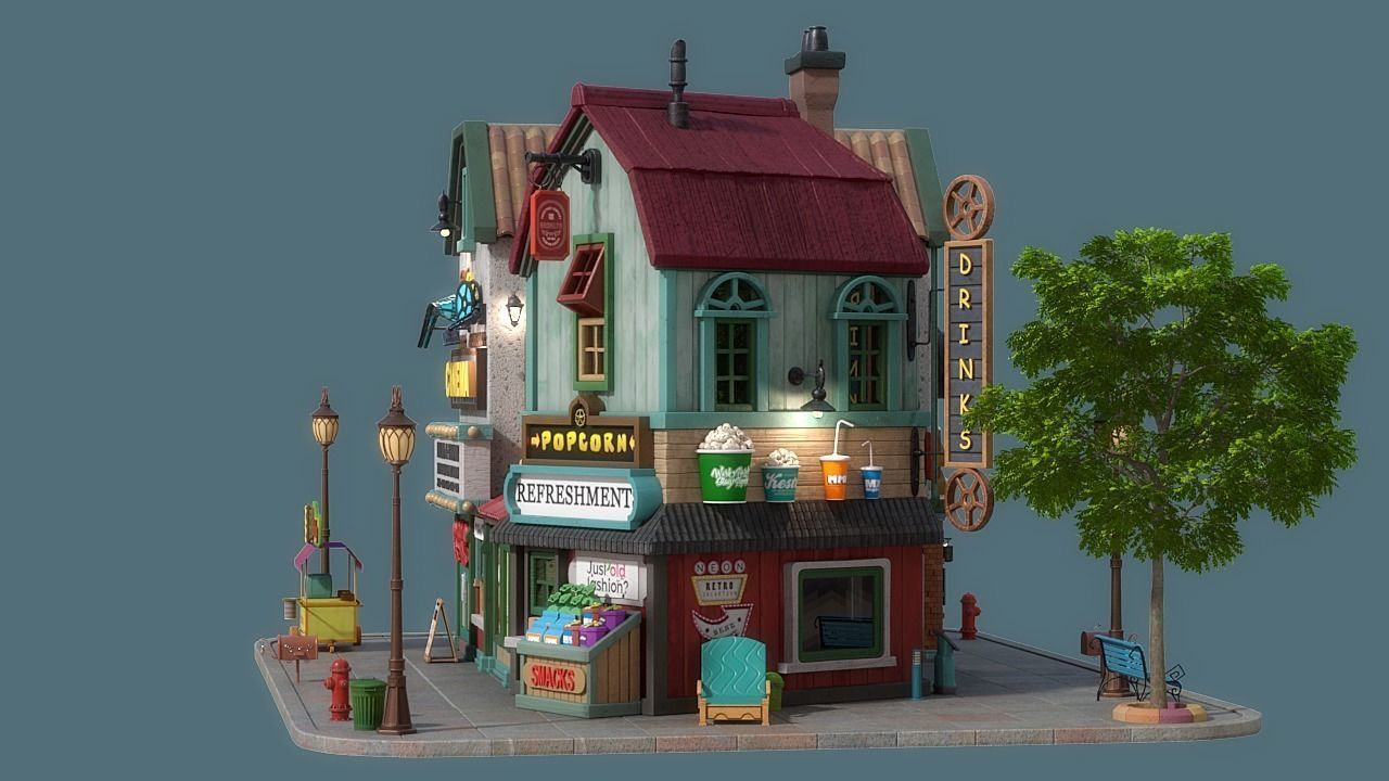 Cartoon House 17 3D model_2