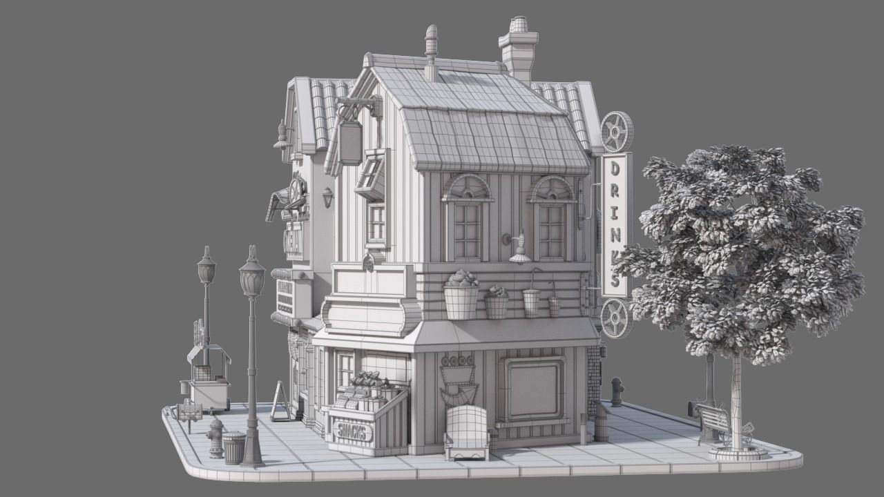 Cartoon House 17 3D model_8