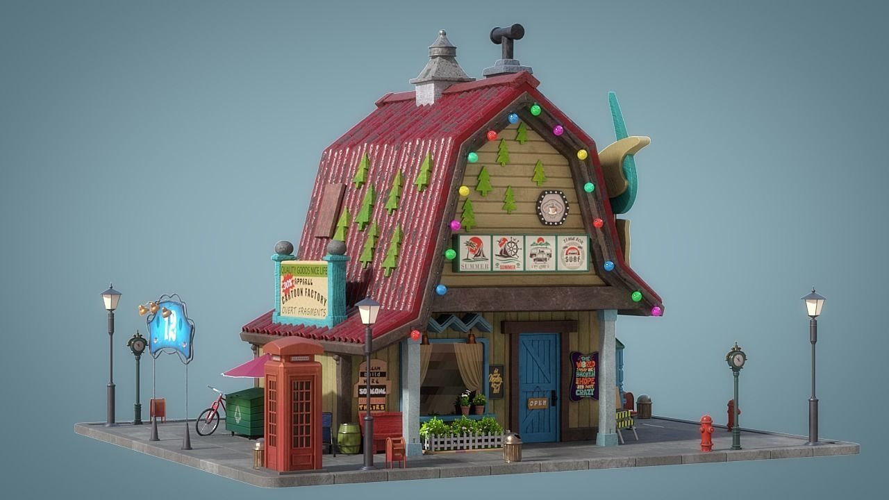 Cartoon House 18 3D model_3