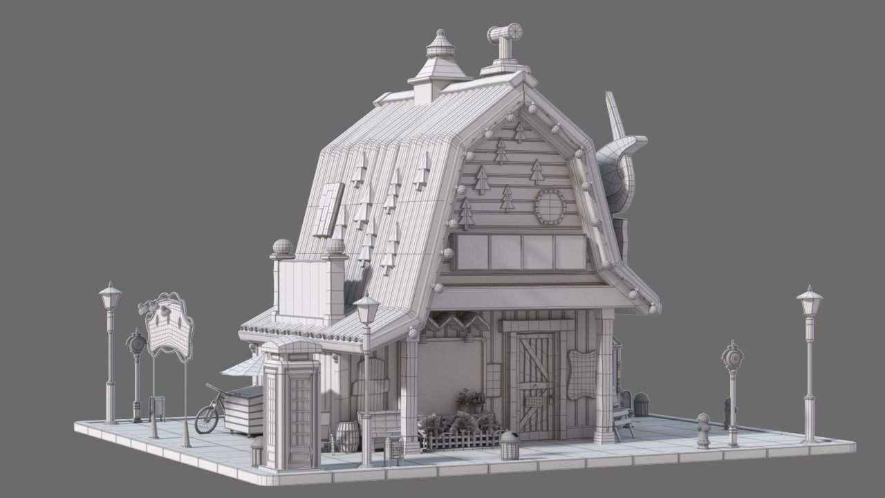 Cartoon House 18 3D model_10