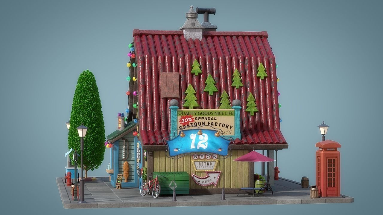 Cartoon House 18 3D model_2