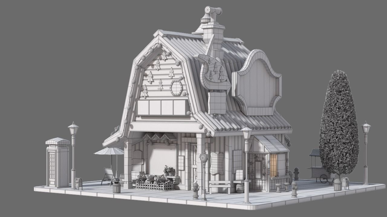 Cartoon House 18 3D model_11