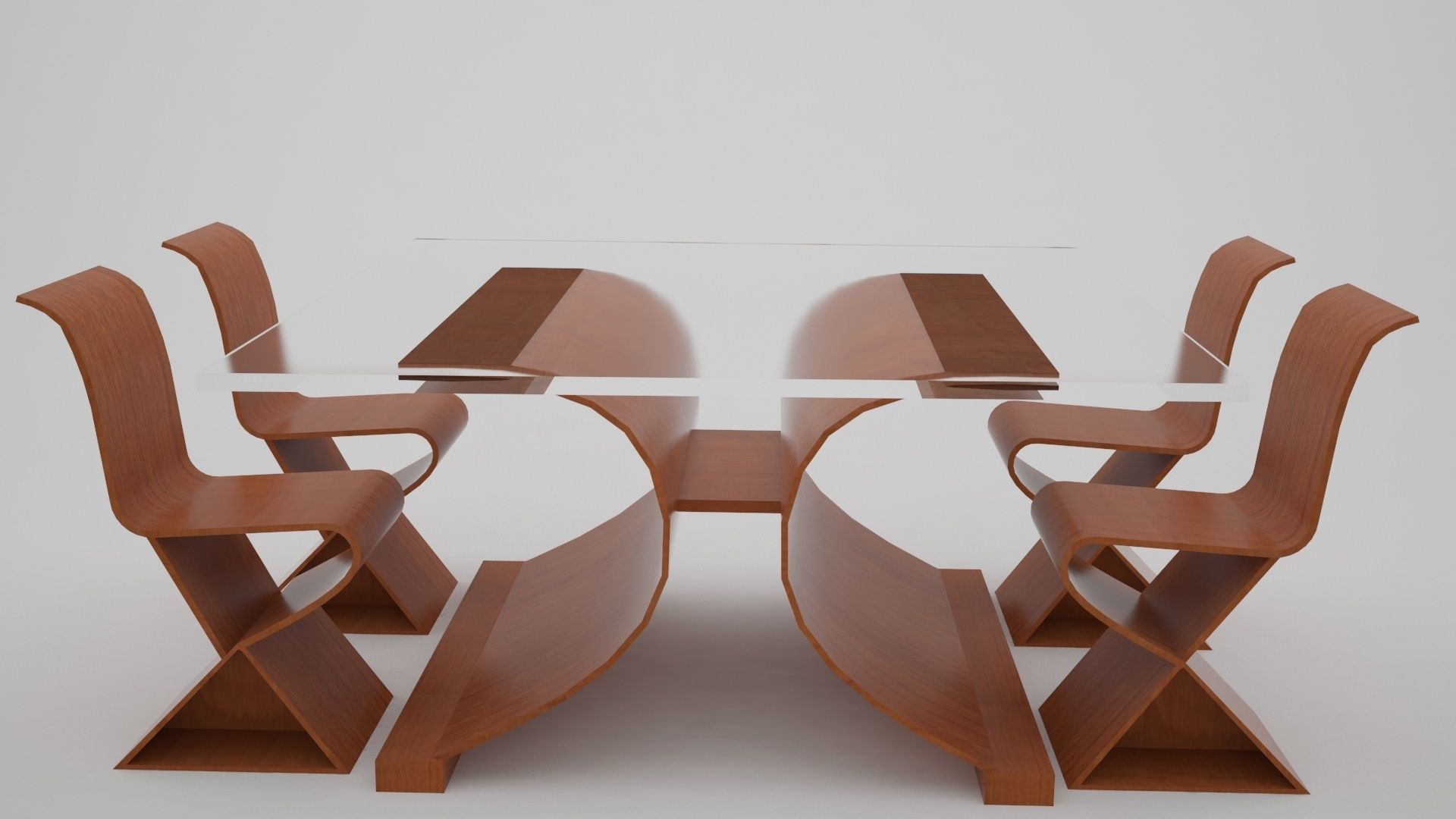 wooden table 3D model_2