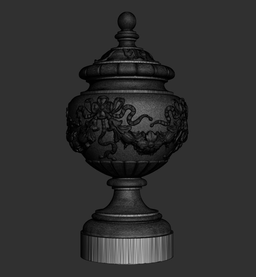 Urn with floral motifs and ribbons decorations 3D model_7