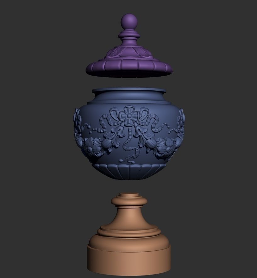 Urn with floral motifs and ribbons decorations 3D model_9