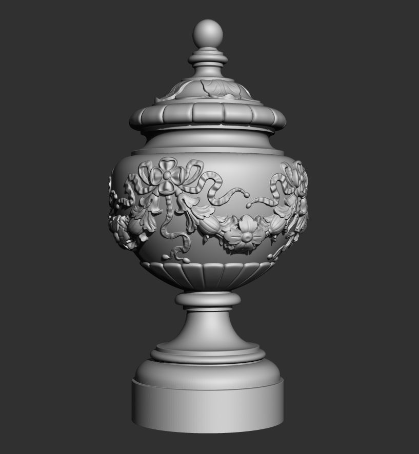 Urn with floral motifs and ribbons decorations 3D model_5