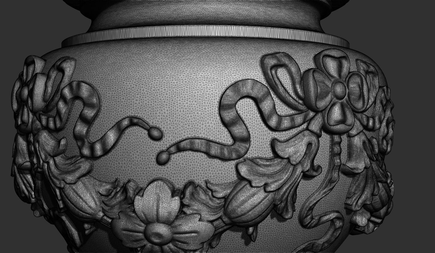 Urn with floral motifs and ribbons decorations 3D model_8