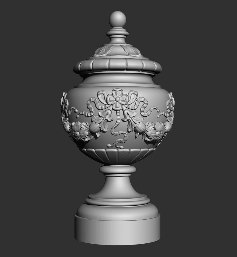 Urn with floral motifs and ribbons decorations 3D model_4
