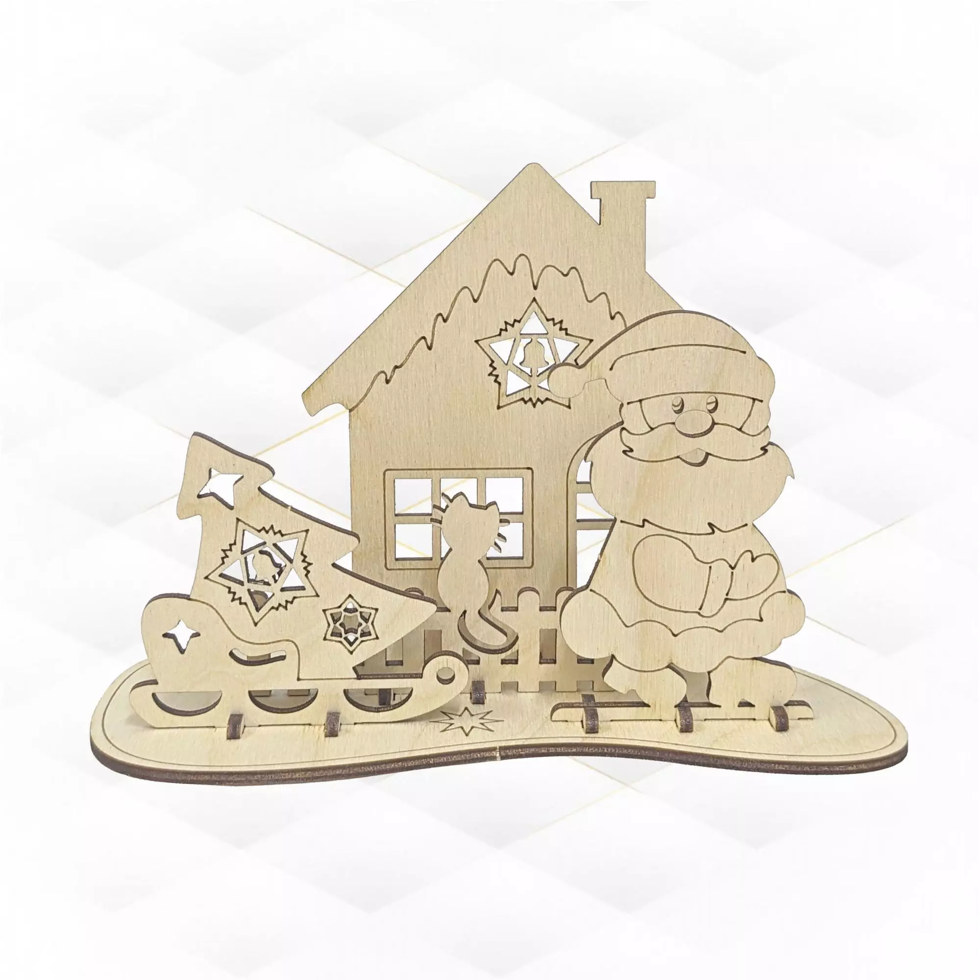 Christmas Greeting Card laser cutting plan 3D print model_0