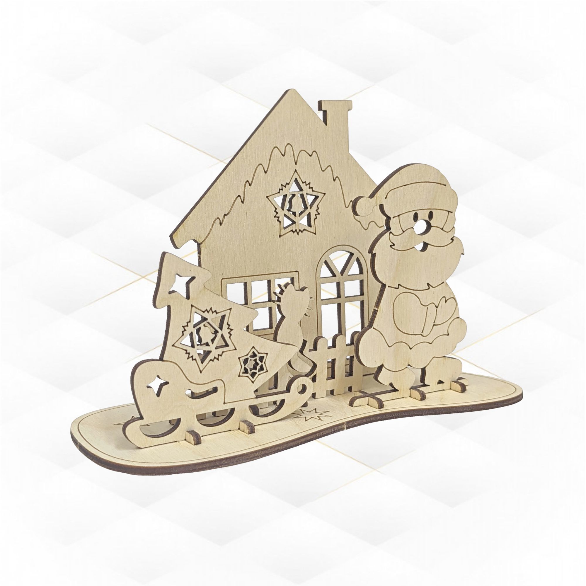 Christmas Greeting Card laser cutting plan 3D print model_3